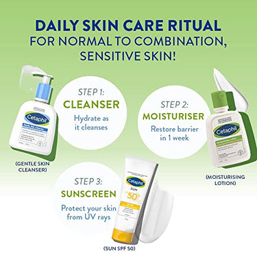 Cetaphil Moisturizing Lotion for Dry to Normal, Sensitive Skin| 100 ml| Moisturizer with Niacinamide, Panthenol| Non-greasy, Won t Clog Pores| Dermatologist Recommended| Paraben, Sulphate Free